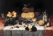 Floris van Dyck Still Life with Cheeses oil painting artist